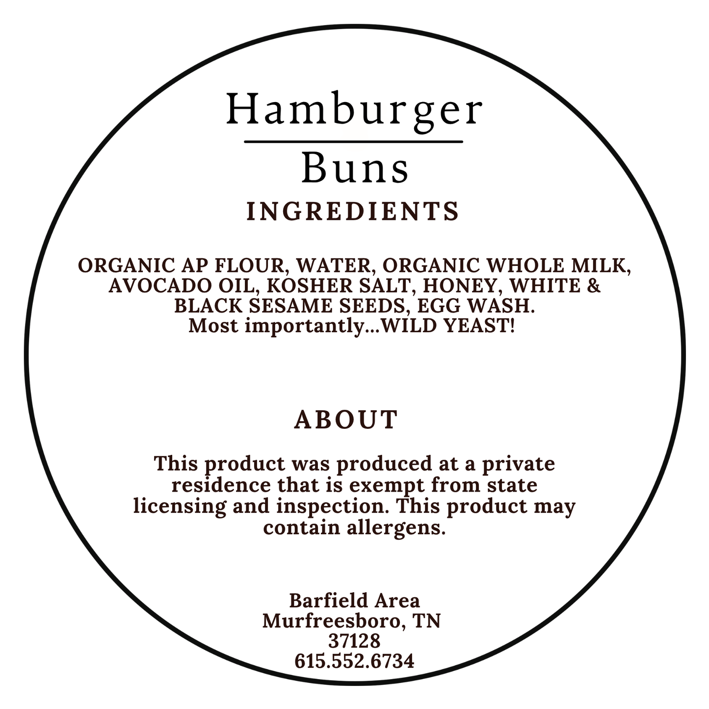 Sourdough Hamburger Buns (6-Pack)